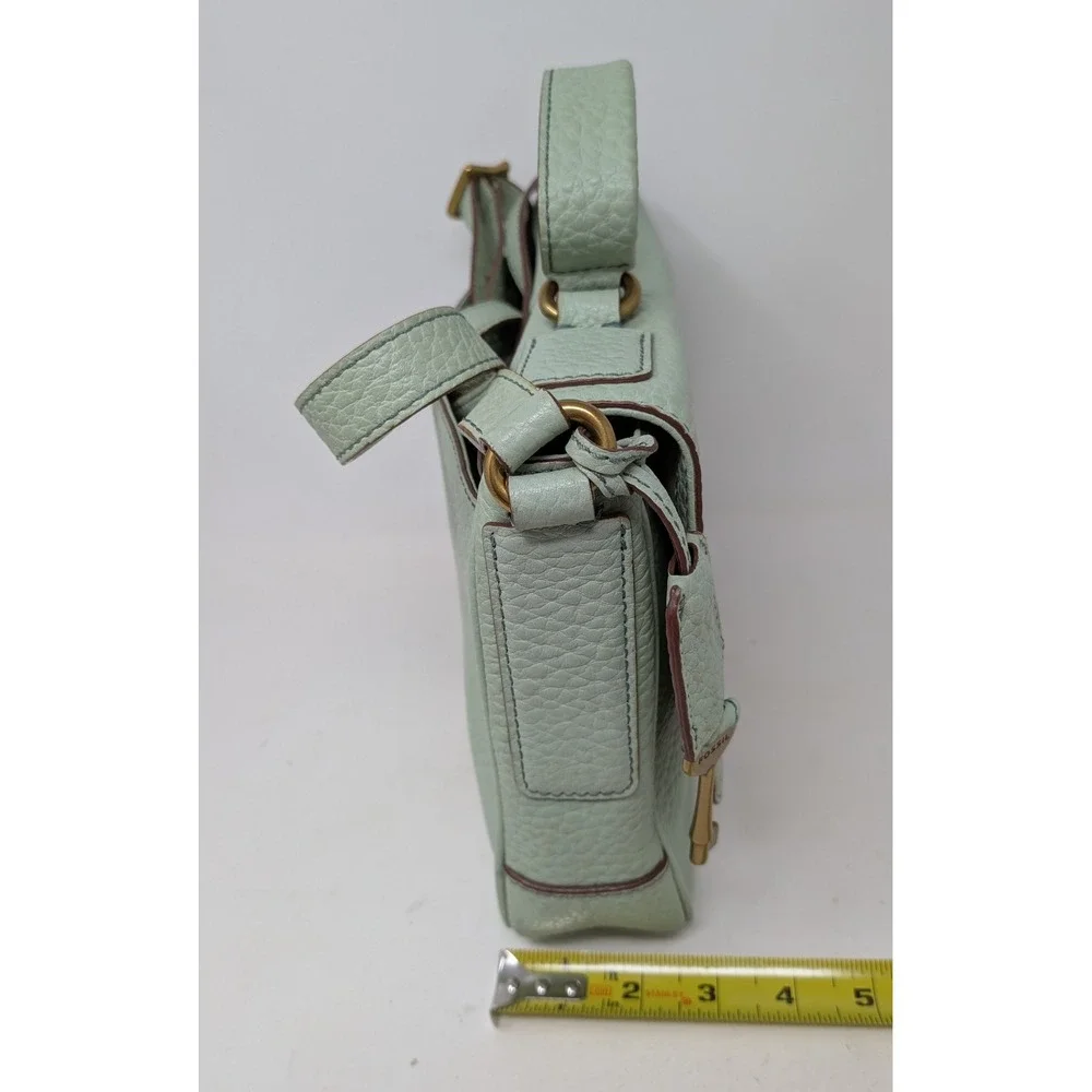 Fossil Memoir Flap Seafoam Mint Green Leather Crossbody Satchel Bag ZB5413 Dust